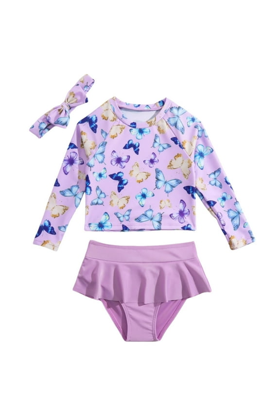 Swimming Suit For Girls Girls Cute Swimsuits Bikini Set Kids Cutout Bathing Suit Bikini Top Two Piece Girls' Swimwear Swimwear | Girls Swimming Suit（Purple,6-7 Years）