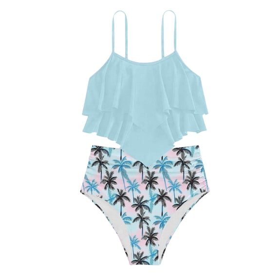 Swimming Suit for Girls 13-14 Years Girls Swimsuit 2 Piece Bikini Set Tiered Ruffled Bathing Suit Adjustable Straps Girls' Swimwear