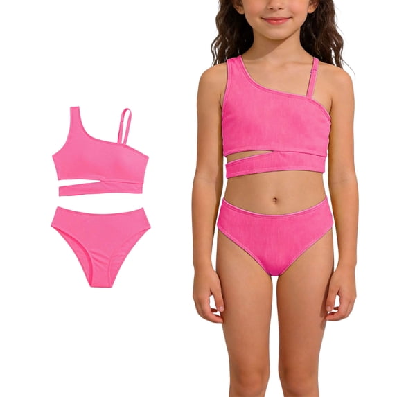 Swimming Suits for Girls Girls 2 Piece Swimsuit Sets Adjustable Straps Beach Swimwear Bathing Suits for Girls 7-8 Years