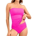 thumbnail image 1 of Swimming Suits for Women Two Piece Swimsuit for Women Bandeau Swimsuits for Women Two Piece Bathing Suits Ruched Tankini Sets Strapless Swimwear, 1 of 7
