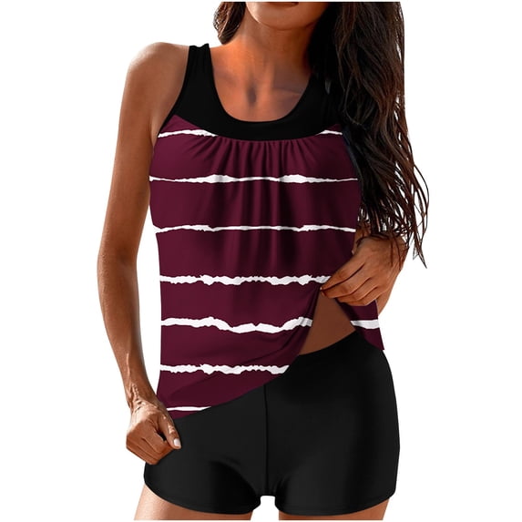 Swimming Suits for Women Vintage Loose Fit Tankini Top Swimwear with Boyshort 2 Piece Tummy Control Swimsuits
