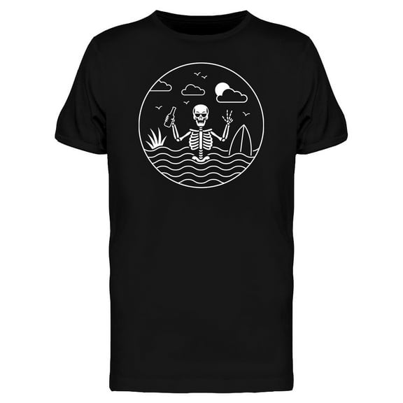 Swimming Surfer Skeleton T-Shirt Men -Image by Shutterstock, Male 3X-Large
