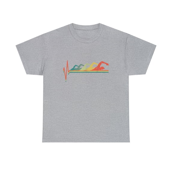 Swimming Swimmer Heartbeat Retro T-Shirt