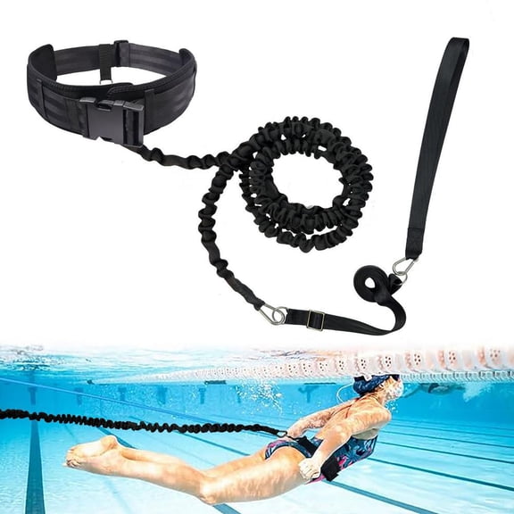 Swimming Training Belt with Adjustable Buckle & Elastic Rope, Stationary Swim Resistance for Pool, Fitness