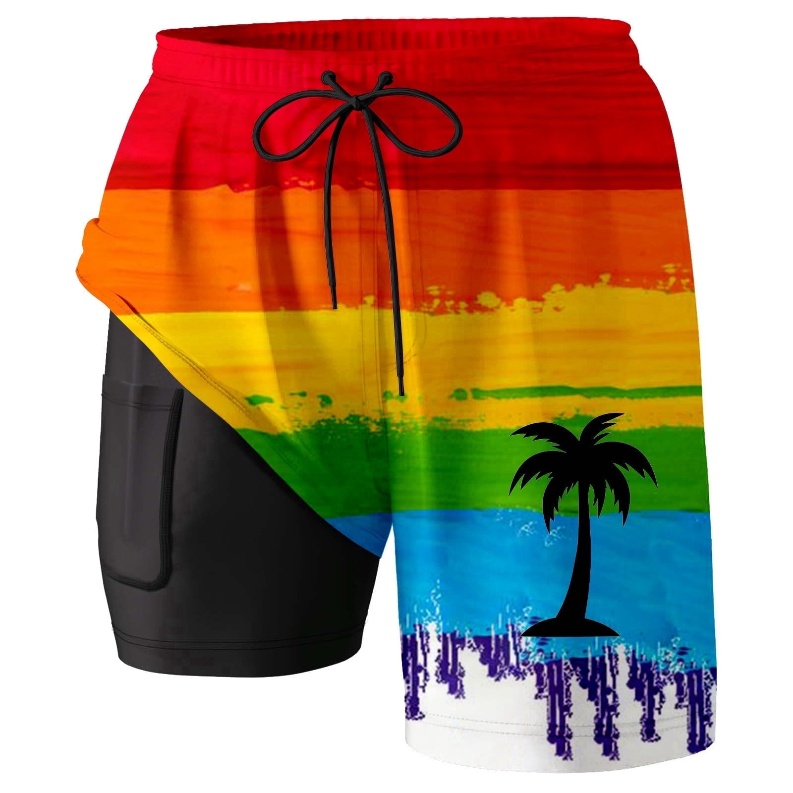 Swimming Trunks for Men Animal Print Short Sleeved T Shirt Mental State Summer Sets for Men,Red,XL
