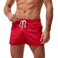 thumbnail image 1 of Swimming Trunks for Men Males Plus Size Breathable Pockets Drawstring Beach Shorts Solid Slim Swim Trunks Mens Board Shorts Swimwear Red L, 1 of 7