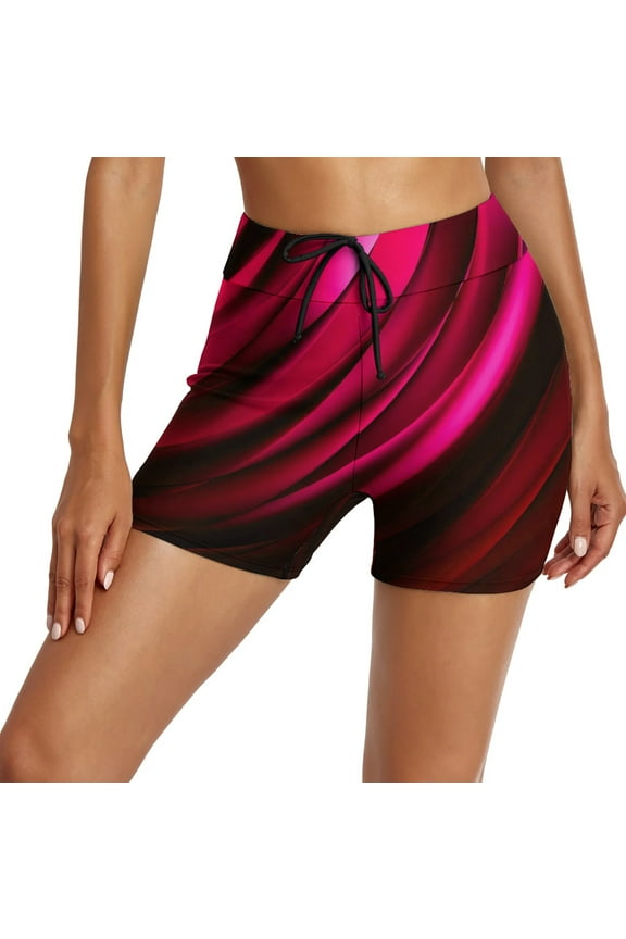 Swimming Trunks for Women Printed High Waist Ing Loose Tight Belt Yoga Short Summer Clothes for Women,Hot Pink,2XL