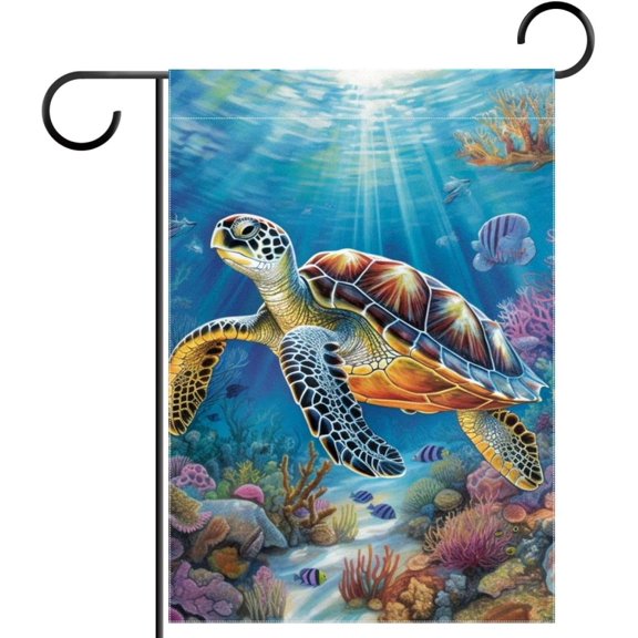 Swimming Turtle Garden Flag 12x18 Vertical Double Sided Farmhouse Holiday Outside Decorations Yard Flag