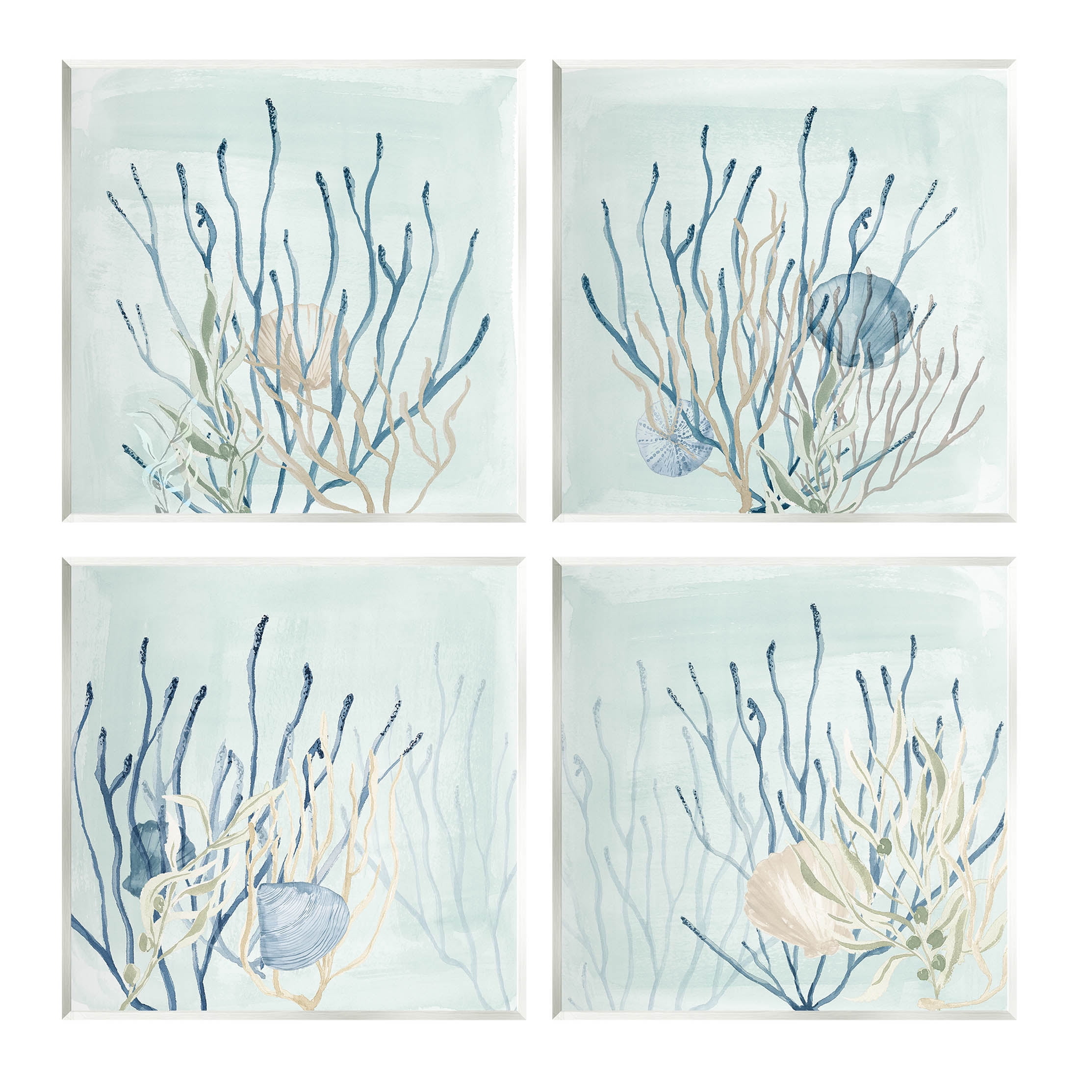 Swimming Underwater Sea Life Coral Animals & Insects Graphic Art Unframed Art Print Wall Art, Set of 4
