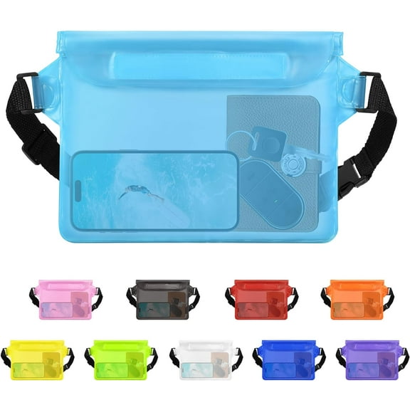 Waterproof Pouch with Adjustable Waist Strap, Waterproof Dry Bag, Keeps Cell Phones and Valuables Safe and Dry, Perfect for Kayaking, Beach, Camping and Swimming