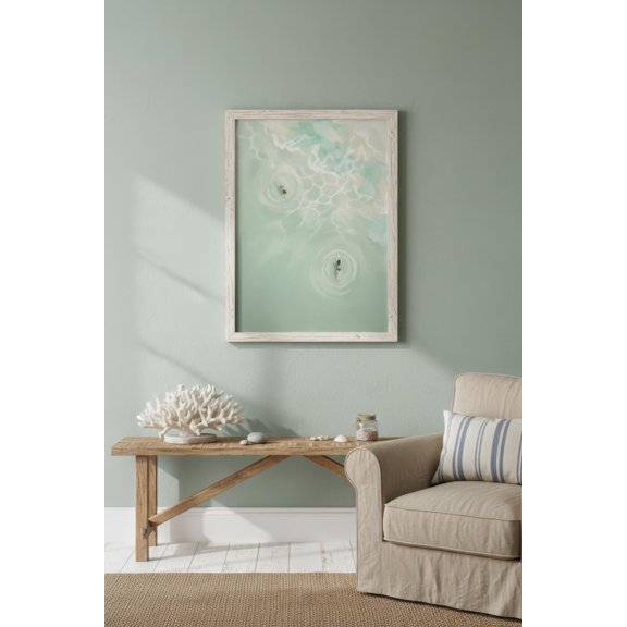 Swimming Women Wall Art Print Mint Coastal Decor