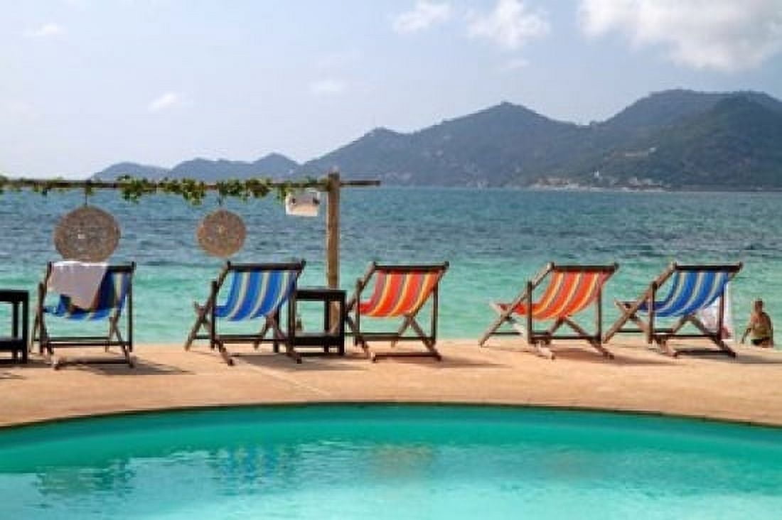 Swimming pool Gulf of Thailand at Chaweng beach Ko Samui Thailand Canvas Art - David R Frazier DanitaDelimont (36 x 24)