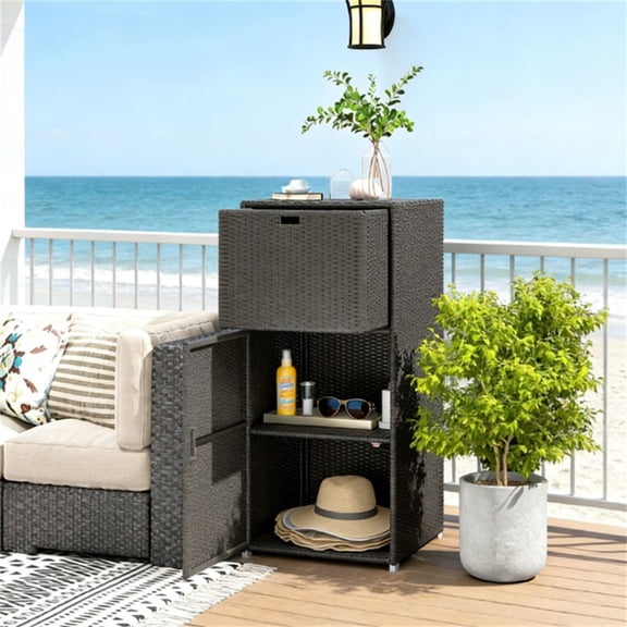 Swimming pool towel rack, storage rack, storage cabinet, storage platform, dark brown