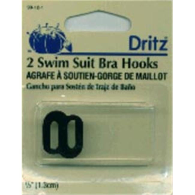 Swimsuit Bra Hook 1/2 Wide 2/Pkg-Black 