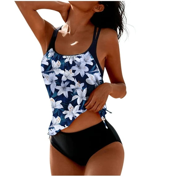 Swimsuit for Women Racerback Tankini Swimsuit for Women Tie Dye Tankini Swimsuits Color Block Swimsuit with Shorts