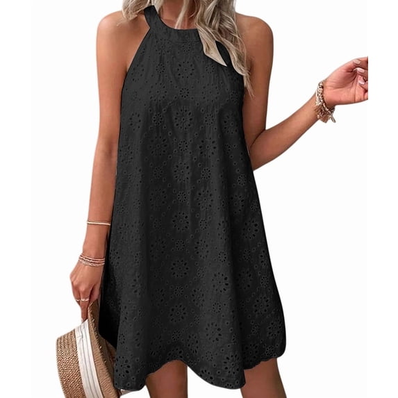 Swimsuit Cover Up for Women Crochet Hollow Out Summer Dresses for Women Black XL