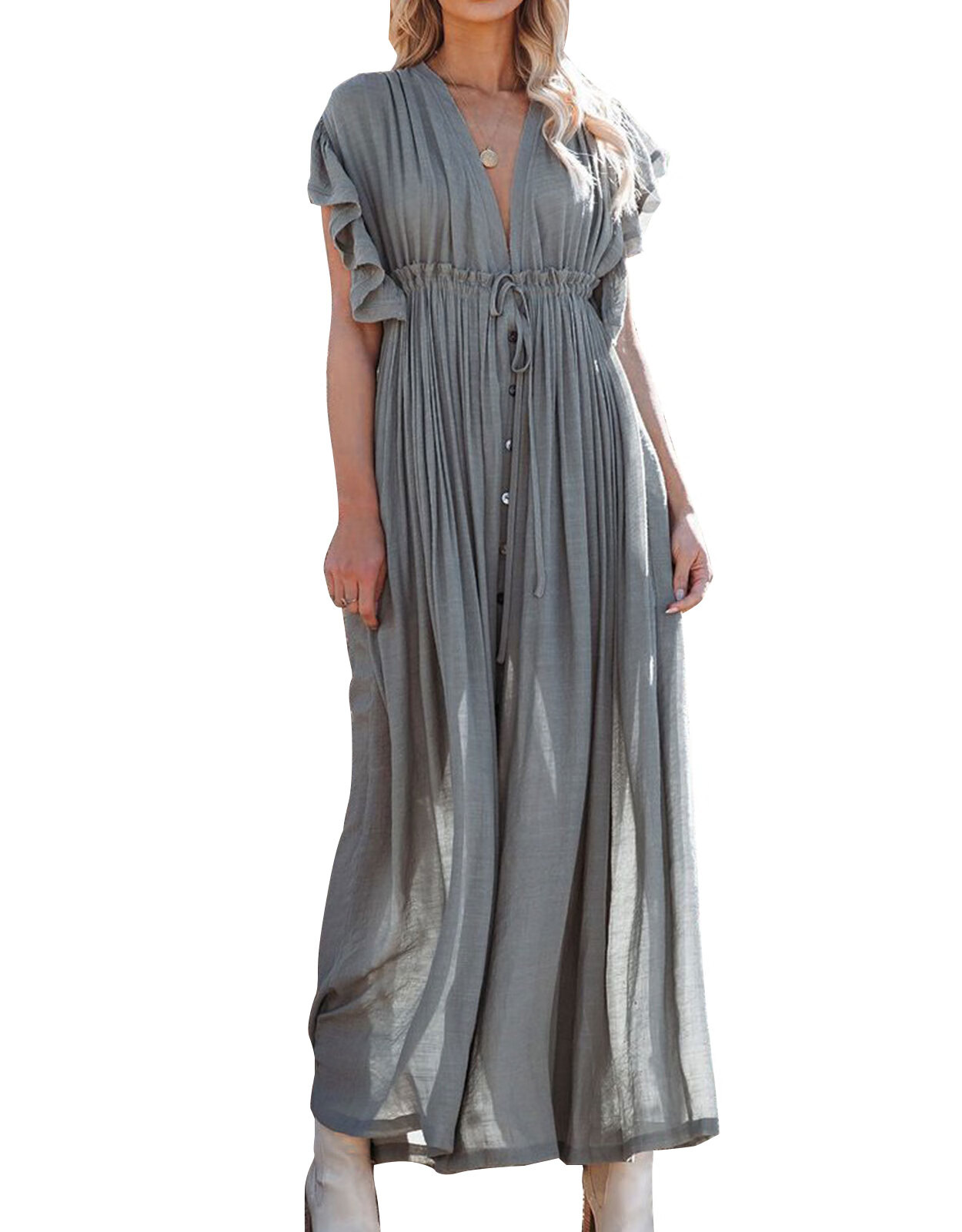 Swimsuit Cover Up for Women Long Kimono Solid Color Bathing Suit Cover