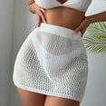 thumbnail image 1 of Swimsuit Cover Up for Women Mesh Crochet Knit Mini Skirt See Through Hollow Out Beach Skirt Tummy Control Bathing Suit Wrap, 1 of 8