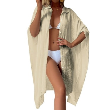 Swimsuit Cover Up for Women Plus Size Button Up Shirts Chiffon Kimono Cardigan Casual Beach Cover Ups Shermie