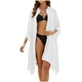 thumbnail image 1 of Swimsuit Cover Up for Women Plus Size Fashion Button Down Shirts Style Cardigan Loose Coat Bikini Smock Blouse, 1 of 5