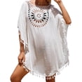 thumbnail image 1 of Swimsuit Cover Up for Women Plus Size Hollow Hand Crochet Neck Boho Bathing Suit Cover Ups Casual Beach Cover Up with Fringed Hem Shermie, 1 of 4