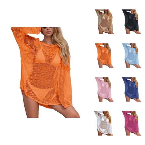 Swimsuit Cover Up for Women Resort Swim Cover Up Elegant Hollow-Out Knit Beach Cover-Up for Sun Swim over-shoulder