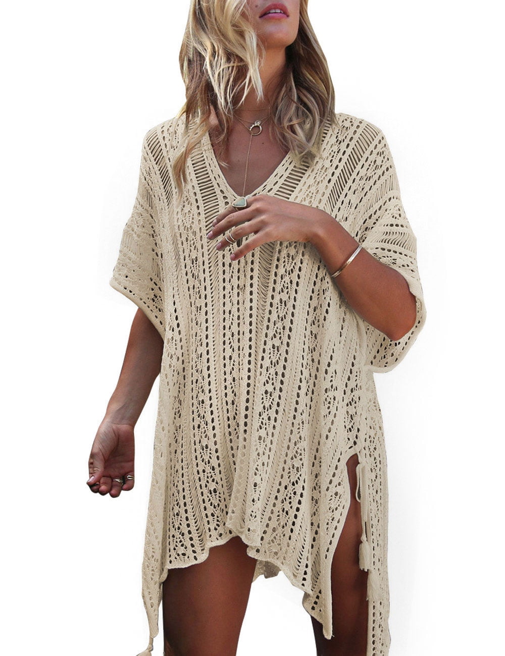 Swimsuit Cover Up for Women Summer Sexy Hollow Out Seethrough Crochet ...