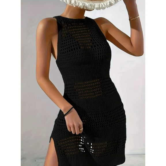 Swimsuit Cover Up for Women Summer Sexy Hollow Out Seethrough Crochet Bathing Suit Cover Up Swimwear Beach Cover Up