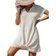 thumbnail image 1 of Swimsuit Cover Ups for Women Short Sleeve Bathing Suit Casual Bikini Swimwear Beach Cover Up Dress S-XXL Apricot S, 1 of 6