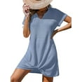 thumbnail image 1 of Swimsuit Cover Ups for Women Short Sleeve Bathing Suit Casual Bikini Swimwear Beach Cover Up Dress S-XXL Light Blue S, 1 of 6