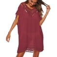 thumbnail image 1 of ZANKLEY Womens Swimsuits Cover Ups Crochet Chiffon Beach Cover Bathing Suit Bikini Wear Coverups Dress, 1 of 8