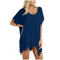 thumbnail image 1 of Swimsuit Cover up For Women Women's New Fashion Beach Sexy Solid Hem Cover Up Swimwear Navy One Size, 1 of 4