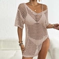 thumbnail image 1 of Swimsuit Coverup for Women Cover Ups for Swimwear Women Swim Cover Up for Women Swim Coverups for Women 2025 Womens Solid Color V Neck Short Sleeve Split Fork Hollow Out Bikini Smock, 1 of 4
