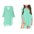 thumbnail image 1 of Swimsuit Coverup for Girls V-Neck Chiffon Shirt Kids Bathing Suit Cover Up Girls Toddler Girl 6-7 Years, 1 of 9