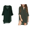 thumbnail image 1 of Swimsuit Coverup for Girls V Neck Long Sleeve Chiffon Shirt Kid Cover Up Teen Girl 6-7 Years, 1 of 9