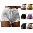 thumbnail image 1 of Swimsuit Coverup for Women Elastic High Waist Drawsting Wave Hem Crochet Knit Shorts Beach Cover Up, 1 of 6