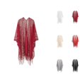 thumbnail image 1 of Swimsuit Coverup for Women Elegant Sheer Lace Tassel Hem Open Front Kimono Cardigans Beach Cover Up, 1 of 6