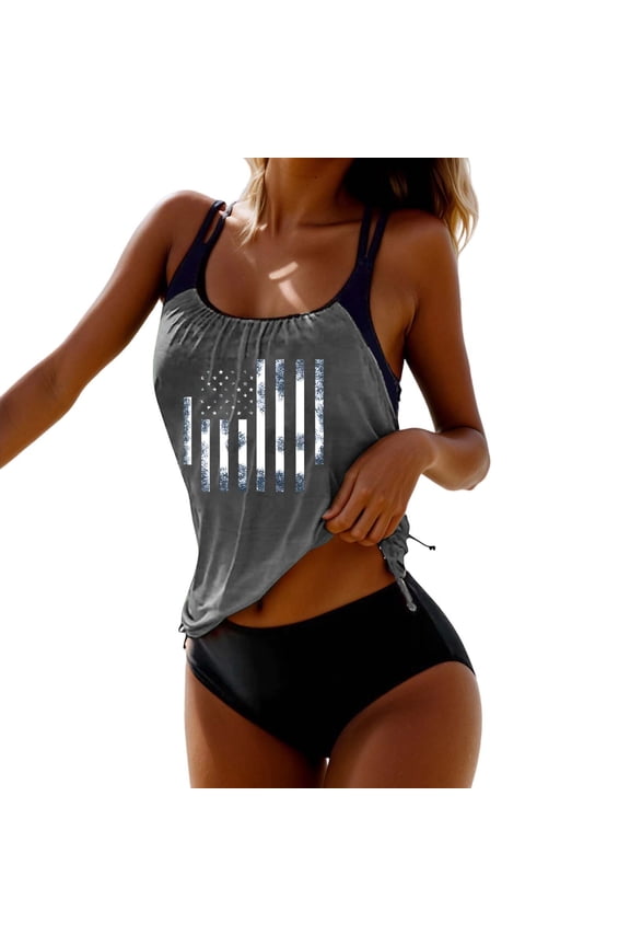 Swimsuit Coverup for Women Floral Print 2 Piece Pool Party Womens Clothing,Grey,M