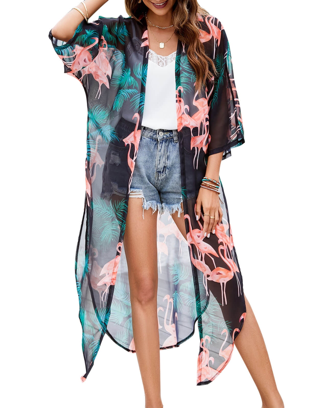  LEWGEL Swimsuit Coverup for Women Beach Swim Coverups Paisley  Print Batwing Sleeve Split Thigh Kimono Womens Cover Ups (Color :  Multicolor, Size : Small) : Clothing, Shoes & Jewelry