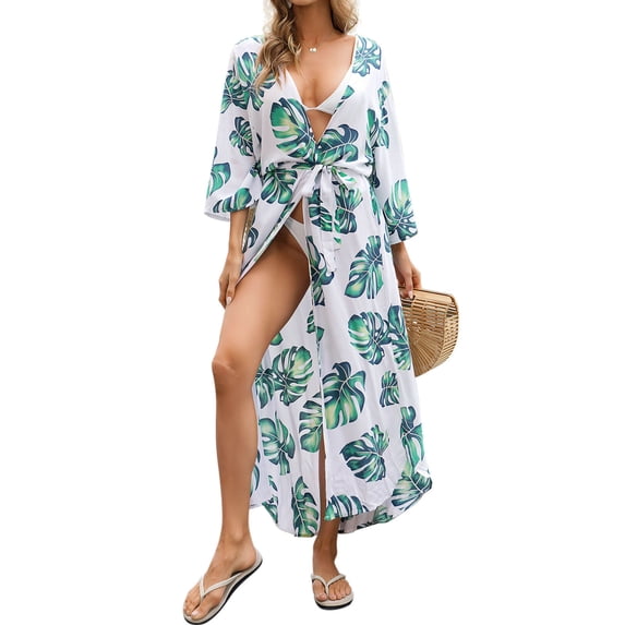 Swimsuit Coverup for Women Kimino Cardigan Beach Coverup Plus Stylish Print Bathing Suit Cover Ups Alsol Lamesa