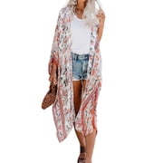 Swimsuit Coverup for Women Kimino Cardigan Floral Print Beach Coverup High Side Split Bathing Suit Cover Ups Alsol Lamesa