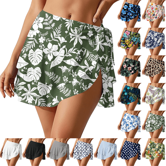 Swimsuit Coverup for Women Plus Size Summer Wrap Mini Skirt Sarong Chiffon Solid Color Beach Bikini Cover Ups for Swimwear
