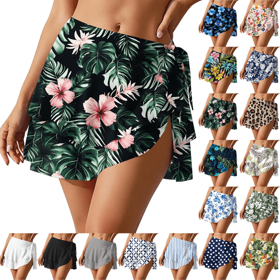 Swimsuit Coverup for Women Plus Size Summer Wrap Mini Skirt Sarong Chiffon Solid Color Beach Bikini Cover Ups for Swimwear