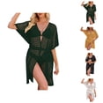 thumbnail image 1 of Swimsuit Coverup for Women Short Sleeve Open Front Belted Crochet Knit Kimono Cardigans Beach Cover Up, 1 of 6