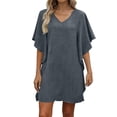 thumbnail image 1 of Swimsuit Coverup for Women V Neck Ruffled Beach Cover Ups Loose Fit Swimwear Swim Cover Up Beachwear, 1 of 6