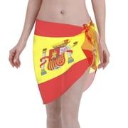 Swimsuit Coverups For Women Spanish Flag Sarong Beach Bikini Wrap Sheer Short Skirt Chiffon Scarf For Swimwear