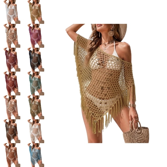 Swimsuit Coverups for Women Oversized Sequin Poncho Tops for Women Vacation Outfits for Women L