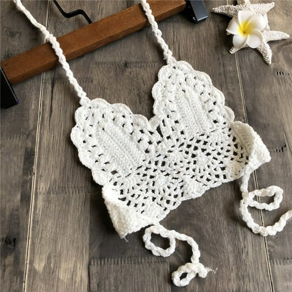 Swimsuit For Girls Cute Clothing Swimwear Bikini Kids Crochet Straps Top Outfit Swimsuit Girl Girls Swimwear White L/(5-6 Years)