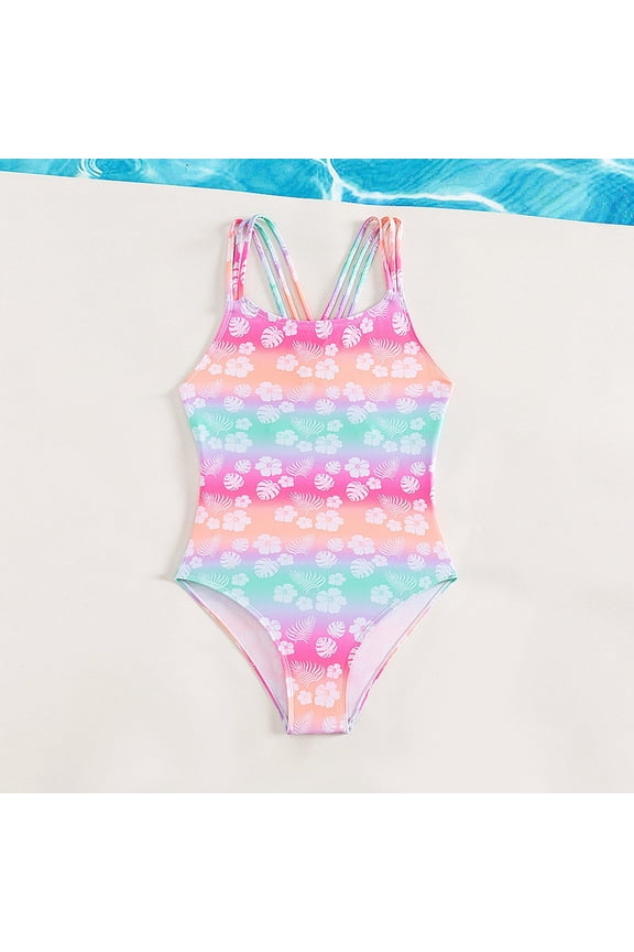 Swimsuit For Girls Cute Girls One-Piece Swimsuit Cut Out Swimwear Summer Tie Dye Beach Sport Bathing Pink 9/(8-9 Years)