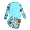 thumbnail image 1 of Swimsuit For Girls Cute Girls Rash Guard Swimsuits 2 Piece Bathing Suit Upf 50+ Summer Swimwear Blue 120/(8-9 Years), 1 of 6